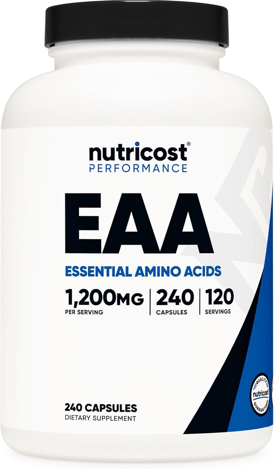 Nutricost EAA Capsules 1200mg, 240 Capsules - Essential Amino Acids, 120 Servings - Non-GMO, Gluten Free & Vegan