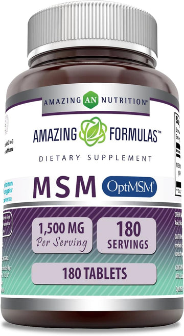 Amazing Formulas OptiMSM 1500mg 180 Tablets Supplement | Non-GMO | Gluten Free | Made in USA