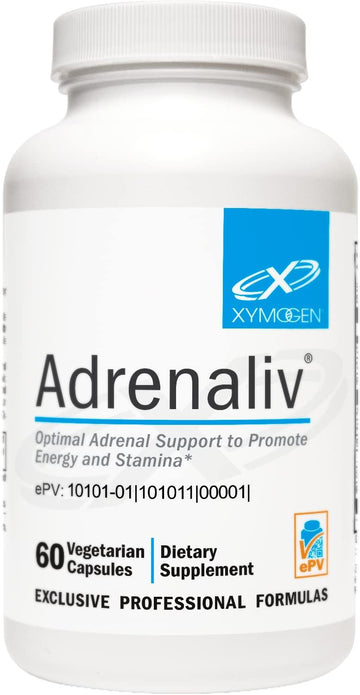 XYMOGEN Adrenaliv - Adrenal Support Supplement to Promote The Body's Response to Stress, Promote Energy and Stamina - Rhodiola Rosea, Eleuthero, Adrenal Complex, Licorice, Vitamin B6 (60 Capsules)