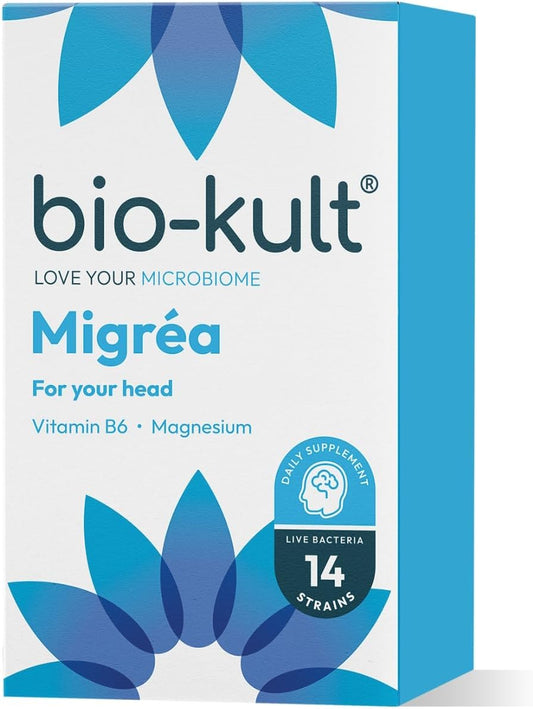 Bio-Kult Migréa | 14 Strains + Magnesium & Vitamin B6 | Head, Nervous System & Gut Support | 60 Capsules