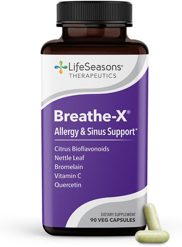Quercetin, Bromelain, Citrus Bioflavonoids, Nettle Leaf & Vitamin C - Breathe-X - Allergy & Sinus Relief Supplement - Supports Sinuses & Nasal Discomfort - Non-Drowsy & Fast-Acting - 90 Capsules