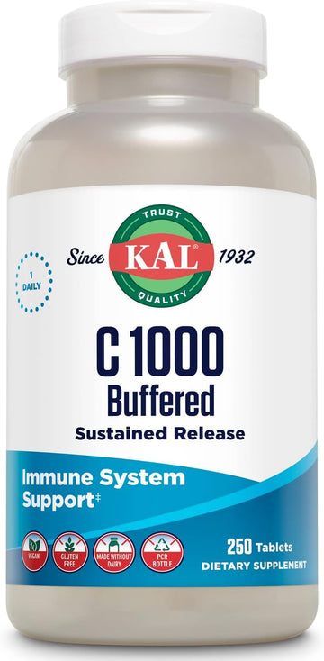 Kal C-1000 Buffered Sustained Release Tablets, 1000 Mg, 250 Count