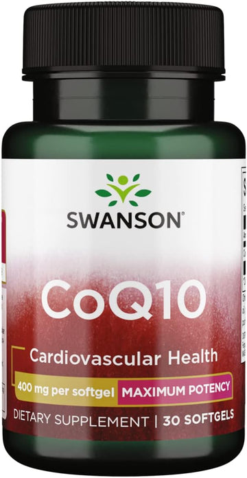 Swanson CoQ10 - Helps Promote Heart Health, Energy Support, & Aids Overall Cardiovascular System Health - Helps Maintain Coenzyme Q10 Supplement - (30 Softgels, 400mg Each)