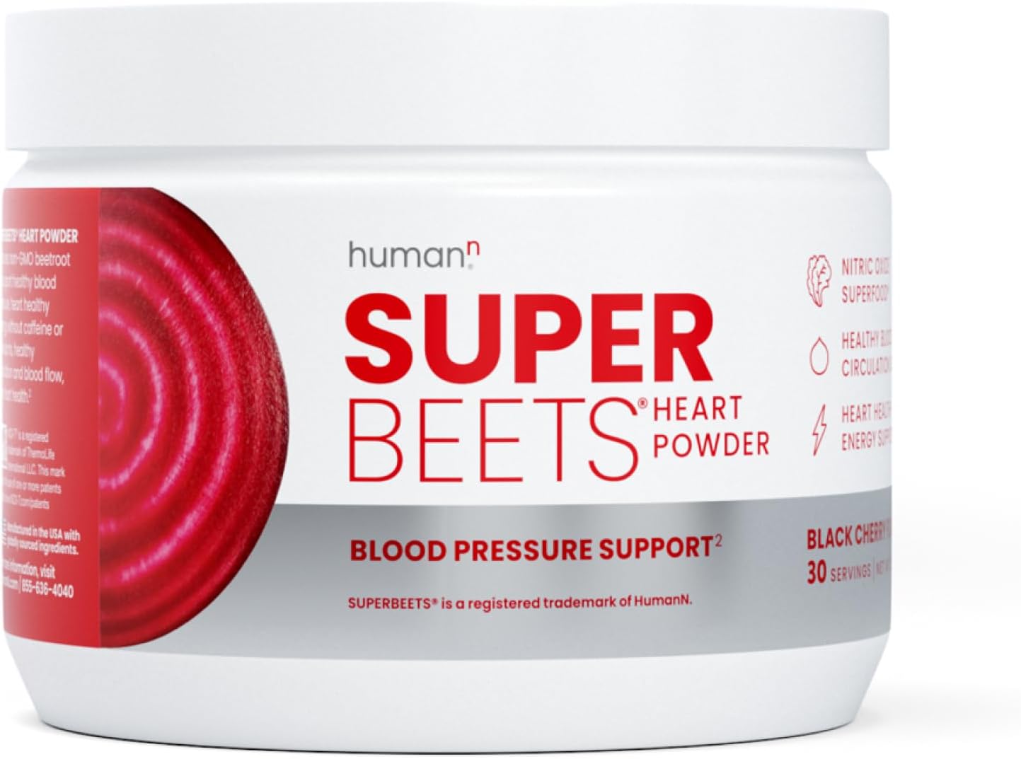 Humann Superbeets Beet Root Powder - Non-Gmo Beetroot Superfood - Nitric Oxide Supplement For Heart Health, Circulation & Blood Pressure Support - Black Cherry, 30 Servings