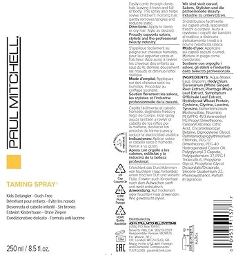 Paul Mitchell Taming Spray, Kids Detangler, Ouch-Free, For All Hair Types, 8.5 fl. oz. : Beauty & Personal Care