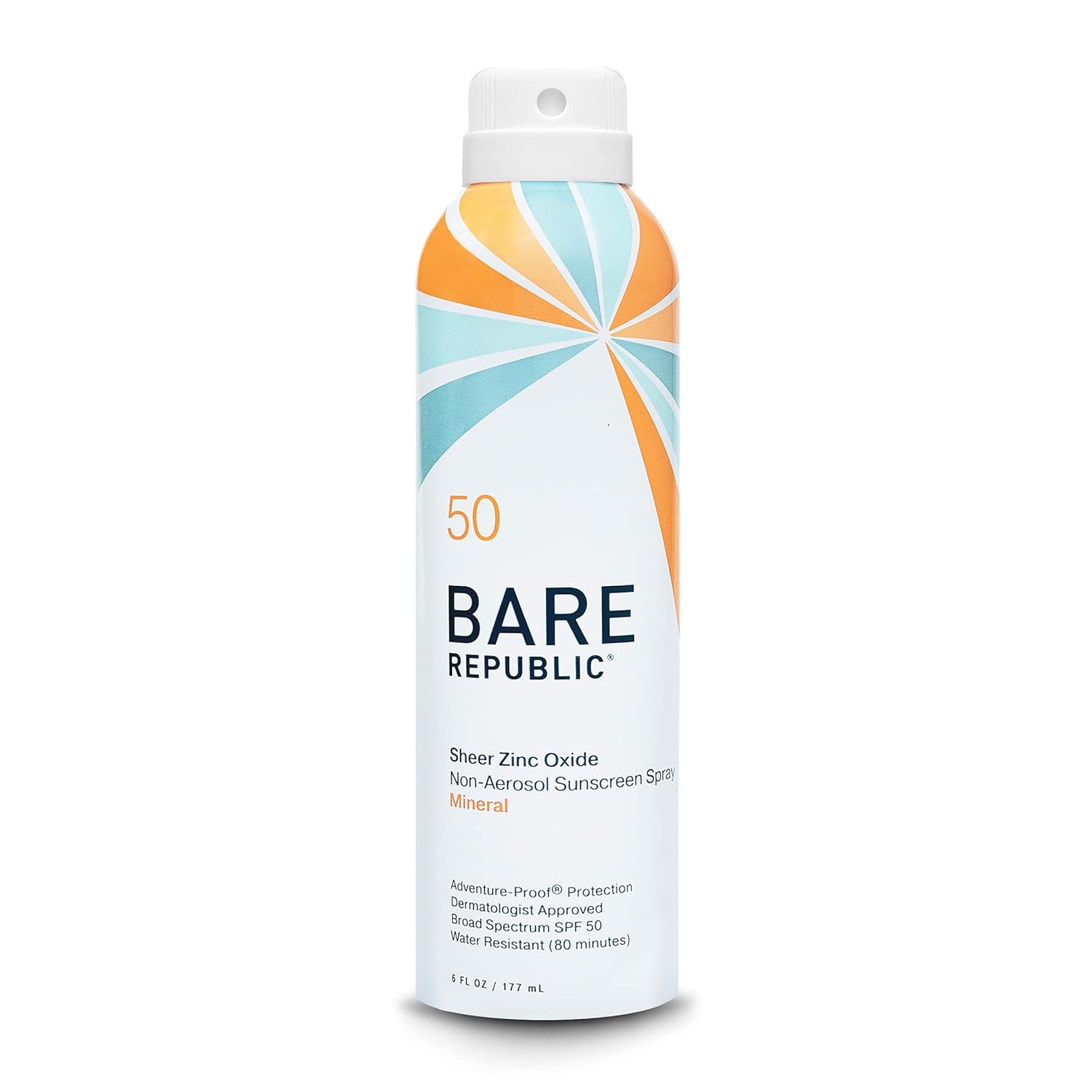 Bare Republic Mineral Sunscreen SPF 50 Sunblock Spray, Sheer and Non-Greasy Finish, Vanilla Coco Scent, 6 Fl Oz