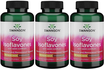 Swanson Soy Isoflavones - Natural Menopause Supplements For Women - Promotes Bone Health & Cardiovascular Maintenance - Premium Source Of Soy Nutrition - (120 Capsules, 750Mg Each) 3 Pack
