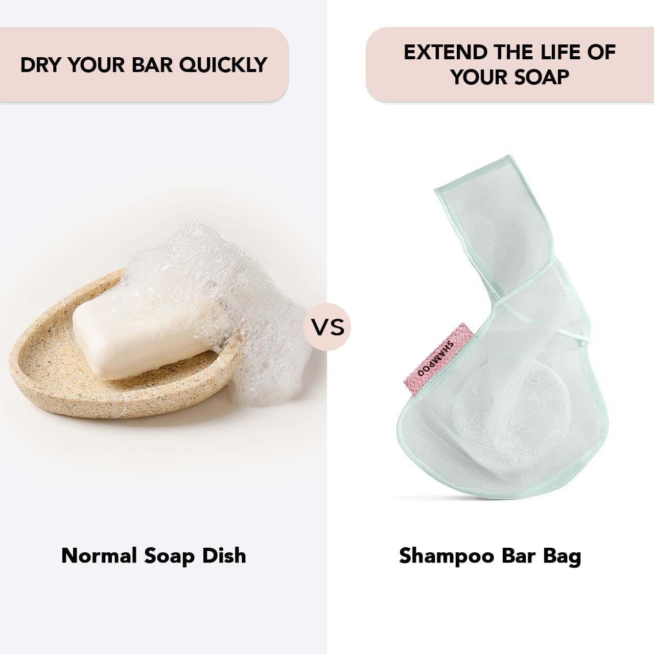 Kitsch Bar Soap Saver Bag – Recycled Mesh Beauty Bar Pouch For Body Wash, Conditioner & Shampoo Bars, Holder To Preserve Soap, Eco-Friendly, Patented Bag – Blush : Beauty & Personal Care