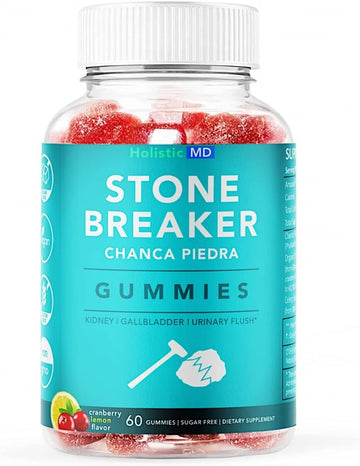 Stone Breaker Chanca Piedra 1,500mg Gummies Kidney Stones Cleanse Gallbladder Formula | Plus Cranberry Extract Might Help Urinary Tract Flush Impurities | Fast Absorption Sugar Free 60ct