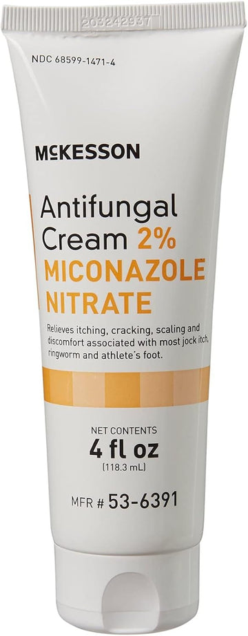 Mckesson Antifungal Cream, 2% Miconazole Nitrate - Relieves Itching, Burning, Cracking From Jock Itch, Ringworm And Athlete Foot - 4 Oz., 12 Count