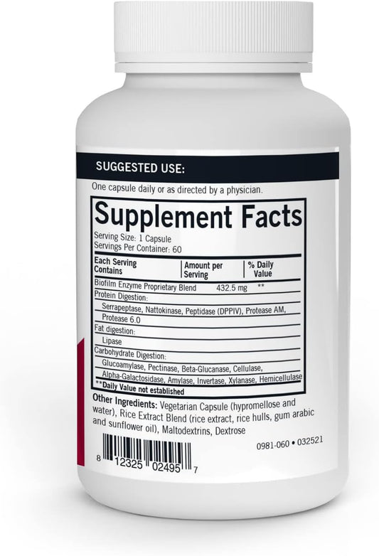 Kirkman - Biofilm Defense Disruptor And Buster - W/Lipase And Glucoamylase - Enzymes For Digestion For Men And Women - Protects Immune System - 60 Supplement Capsules