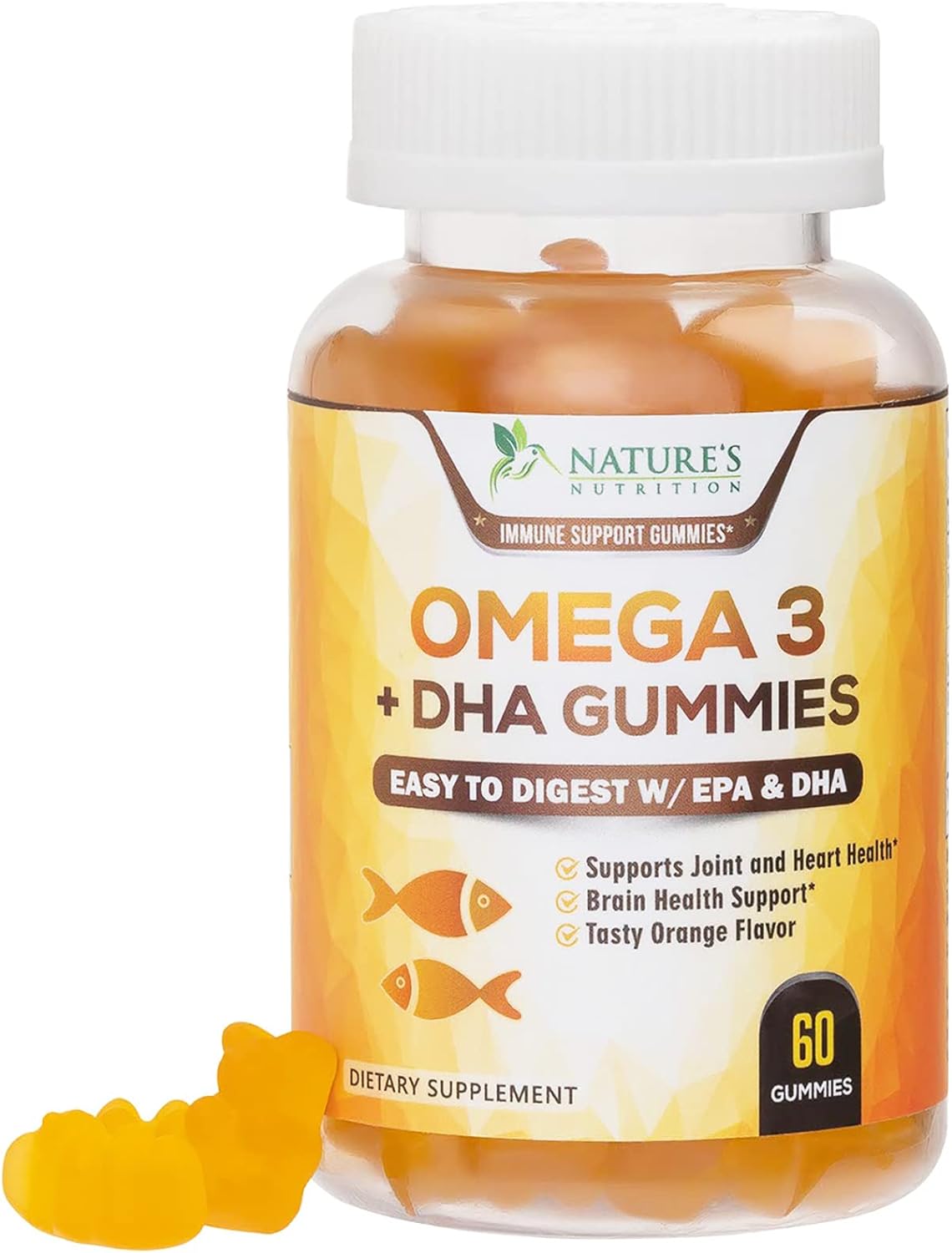 Omega 3 Fish Oil Gummies, Heart Healthy Omega 3 Supplement with High A