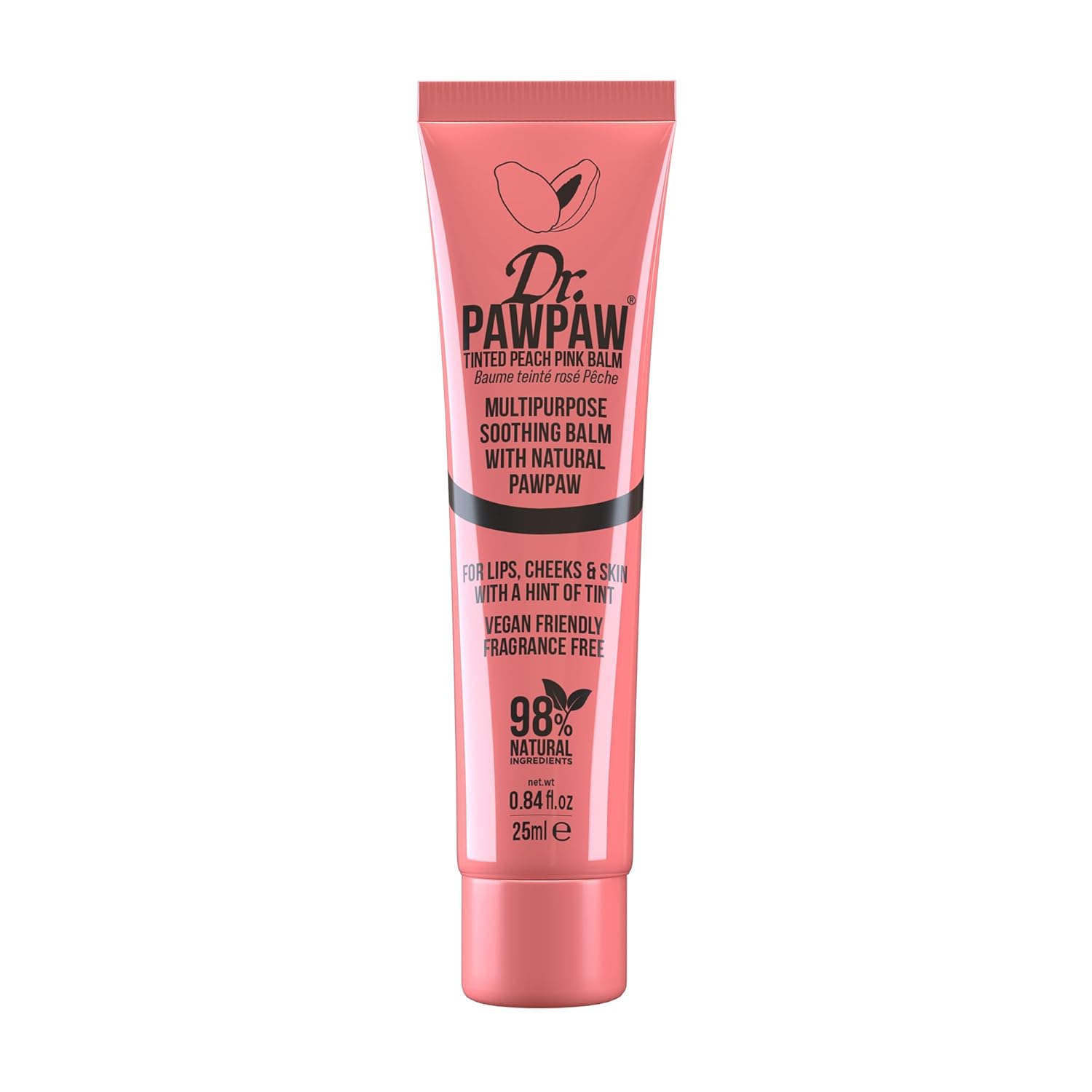 Dr. Pawpaw Multipurpose Soothing Tinted Balm - Lip Balm For Lips, Cheeks, Eyes – Tinted Lip Balm - Lip Moisturizer With Pawpaw - Peach Pink - 0.84 Oz