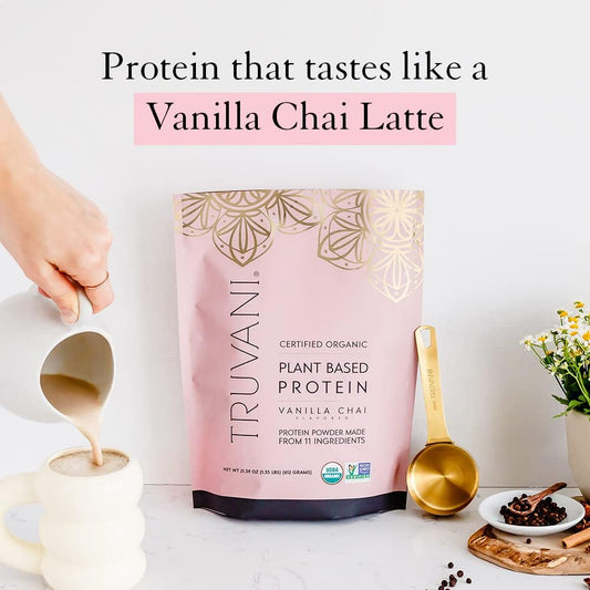 Truvani Vegan Pea Protein Powder | Vanilla Chai | 20G Organic Plant Based Protein | 20 Servings | Keto | Gluten & Dairy Free | Low Carb | No Added Sugar