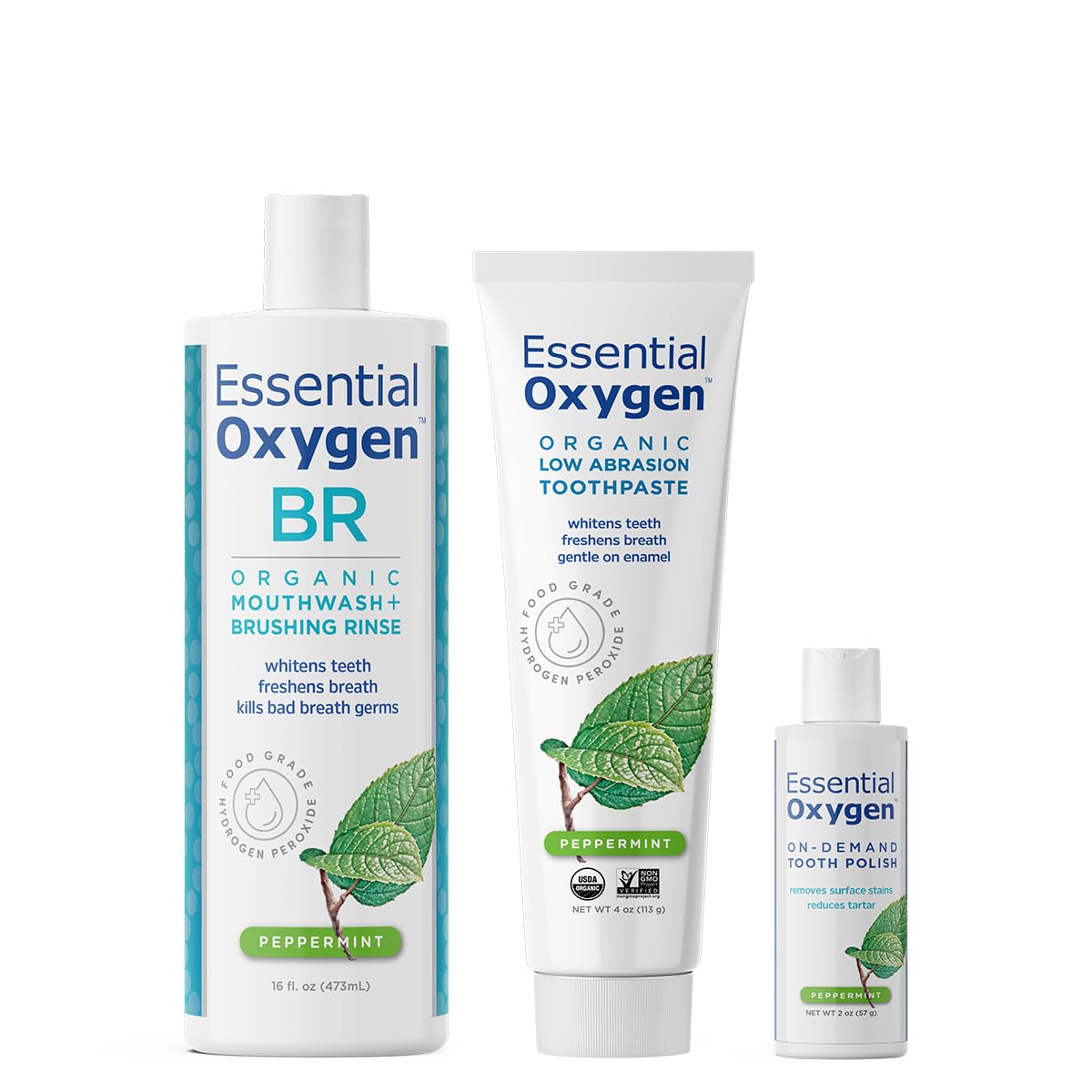 Essential Oxygen Pristine Protocol A 3-Step System (1. Rinse 2. Brush 3. Polish) For Your Best Smile Ever, 3 Count, Combo Pack