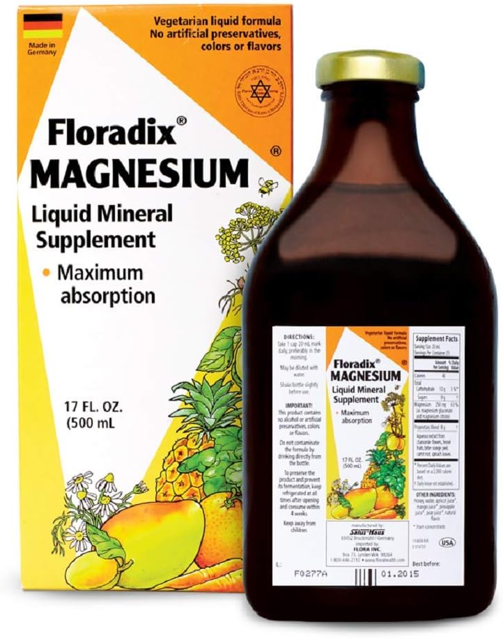 Floradix, Floradix Magnesium Vegetarian Liquid Supplement for Muscle and Bone Support, 17 Oz : Health & Household