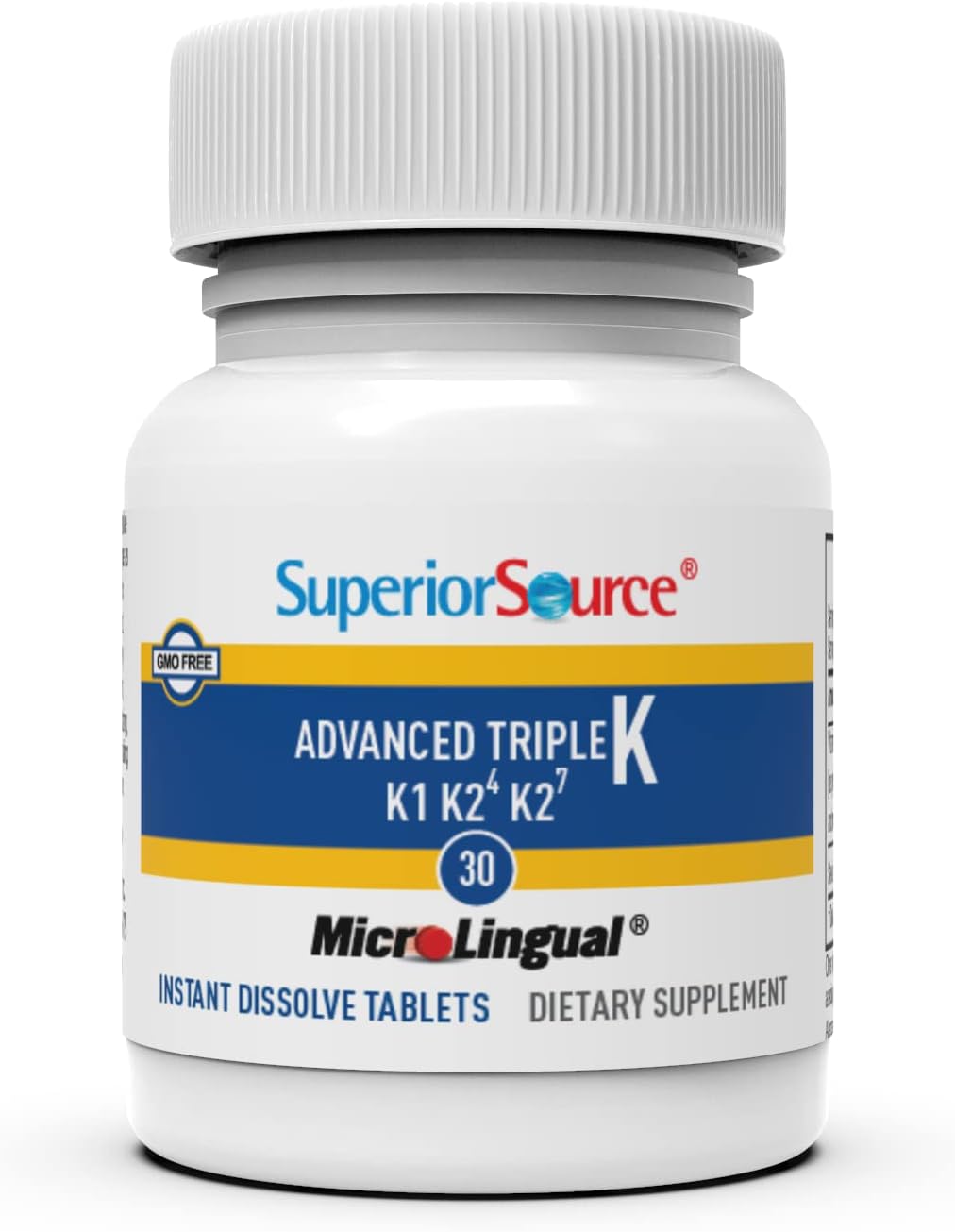 Superior Source Triple K, 3-in-1 Formula, MK-4 500 mcg, MK-7 50 mcg, K1 500 mcg, Quick Dissolve MicroLignual Tablets, 30 Count, Healthy Bones and Arteries, Immune & Cardiovascular Support, Non-GMO : Health & Household