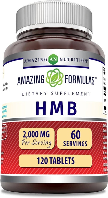 Amazing Formulas HMB (Beta-Hydroxy Beta-Methyutyrate) 2000mg per Serving 120 Tablets Supplement | Non-GMO | Gluten Free | Made in USA (1 Pack)