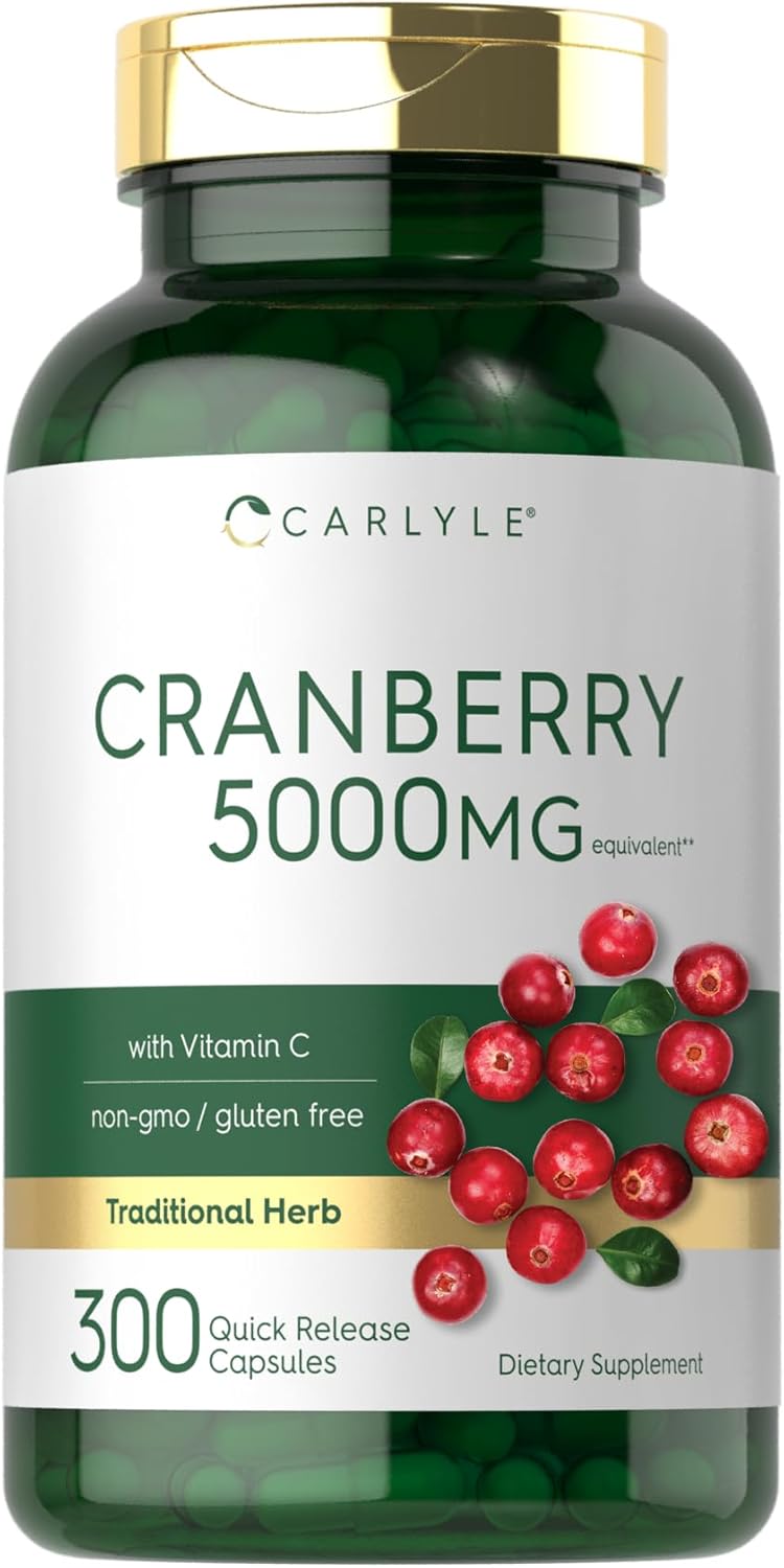 Carlyle Cranberry Pills 5000Mg | 300 Capsules | With Vitamin C | Non-Gmo, Gluten Free