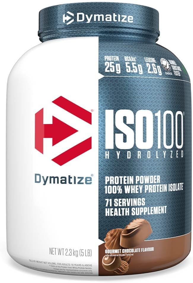 Dymatize Iso100 Whey Protein Powder Isolate, Fudge Brownie, 25G Of Protein, 20 Servings, 5.5G Bcaas, Less Than 120 Cal., Gluten Free, 1G Fat, 1G Sugar, 2G Carb
