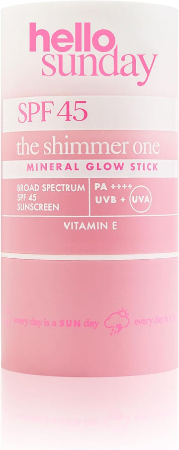 Hello Sunday The Shimmer One | Mineral Glow Stick Spf 45 With Hyaluronic Acid | Hydrating & Travel-Friendly Sunscreen With Sun-Kissed Finish