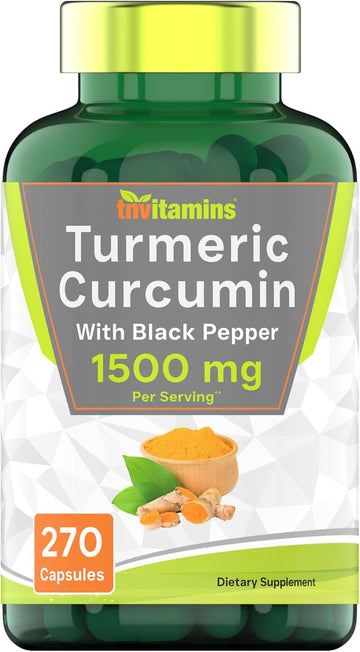 Turmeric Curcumin Capsules With Black Pepper | 1500 Mg - 270 Capsules | Bulk Size - 3 Month Supply! | Golden Turmeric Curcumin Supplement With Black Pepper | Non-Gmo | Produced In The Usa