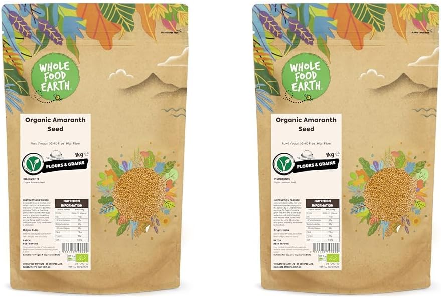 Wholefood Earth Organic Amaranth Seed – 500G | Raw | Vegan | Gmo Free | High Fibre | Certified Organic