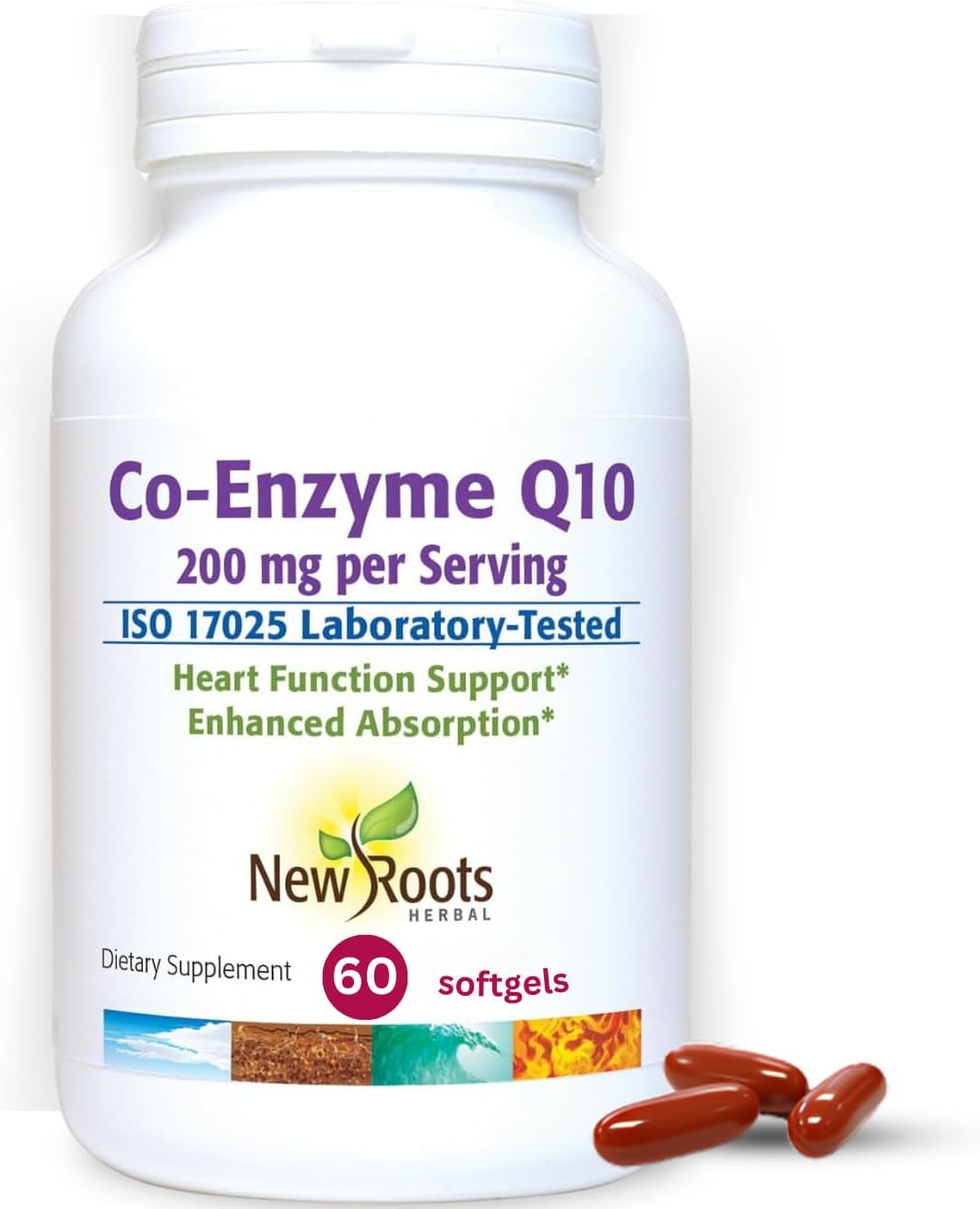 New Roots Coenzyme Q10 (Coq10) 200 Mg Per Serving -60 Softgels | Heart Health & Energy Support | Naturopathic Doctor Formulated | 30-Day Supply | Made With Natural Fermentation