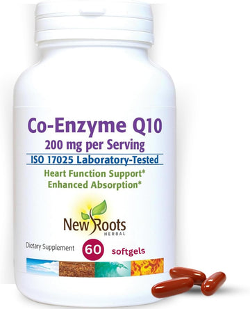 New Roots Coenzyme Q10 (Coq10) 200 Mg Per Serving -60 Softgels | Heart Health & Energy Support | Naturopathic Doctor Formulated | 30-Day Supply | Made With Natural Fermentation