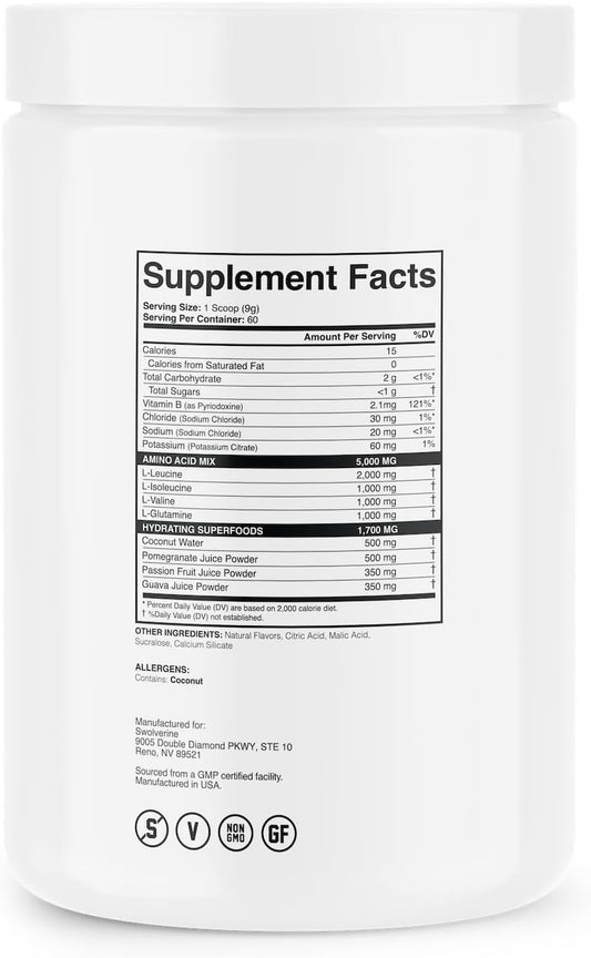 Buy Swolverine Bcaa 2:1:1 | Electrolyte Recovery Drink, Branched Chain Amino Acids With L-Glutamine, Hydrating Formula, (60 Servings) (Lemon Lime) On  Free Shipping On Qualified Orders