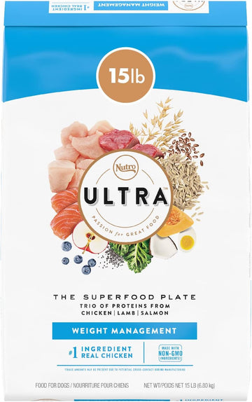 Nutro Ultra Adult Weight Management High Protein Natural Dry Dog Food For Weight Control With A Trio Of Proteins From Chicken, Lamb And Salmon, 15 Lb. Bag