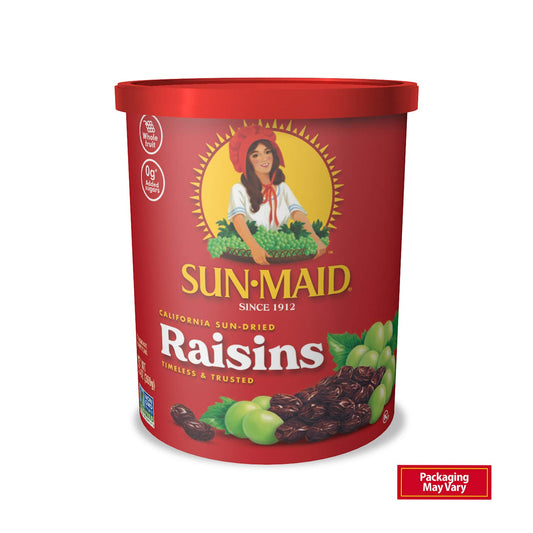 Sun-Maid California Sun-Dried Raisins - 13 oz Resealable Canister - Dried Fruit Snack for Lunches, Snacks, and Natural Sweeteners