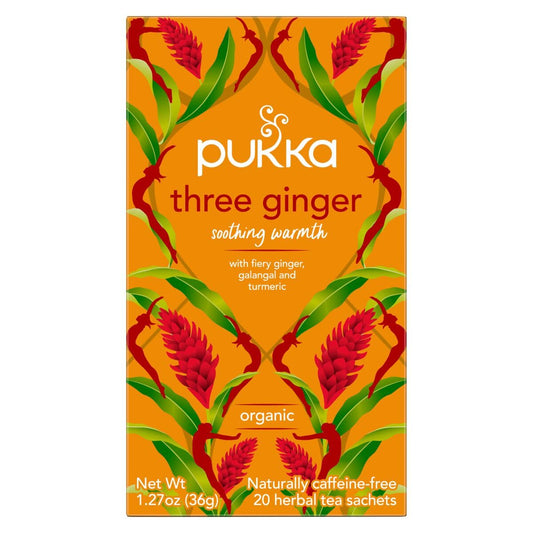 Pukka Herbs Three Ginger Organic Herbal Tea, Digestion-Aiding Infusion With Ginger, Turmeric, And Galangal, Tea Gift Set Ideal After Meals, 80 Total Tea Bags (20Ct - Pack Of 4)