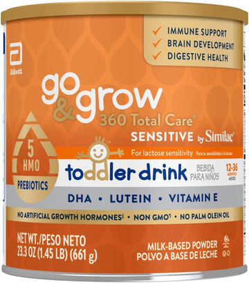 Similac Go & Grow 360 Total Care Sensitive By Similac Toddler Nutritional Drink With 5 Hmos,Powder,23.3-Oz Can