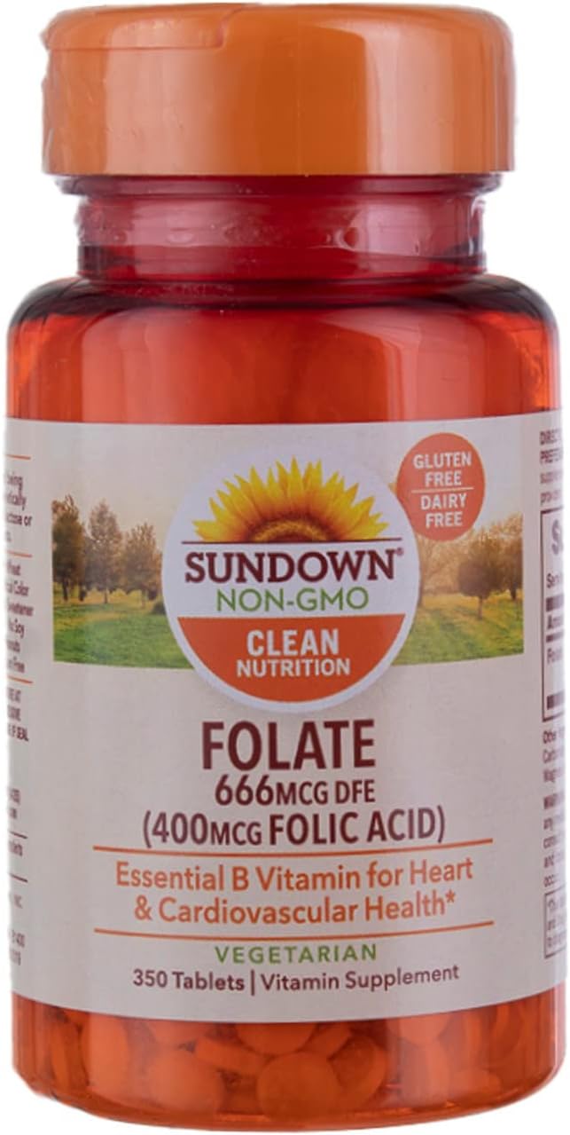 Sundown Naturals Folic Acid 400 mcg Tablets - 350 ct, Pack of 3