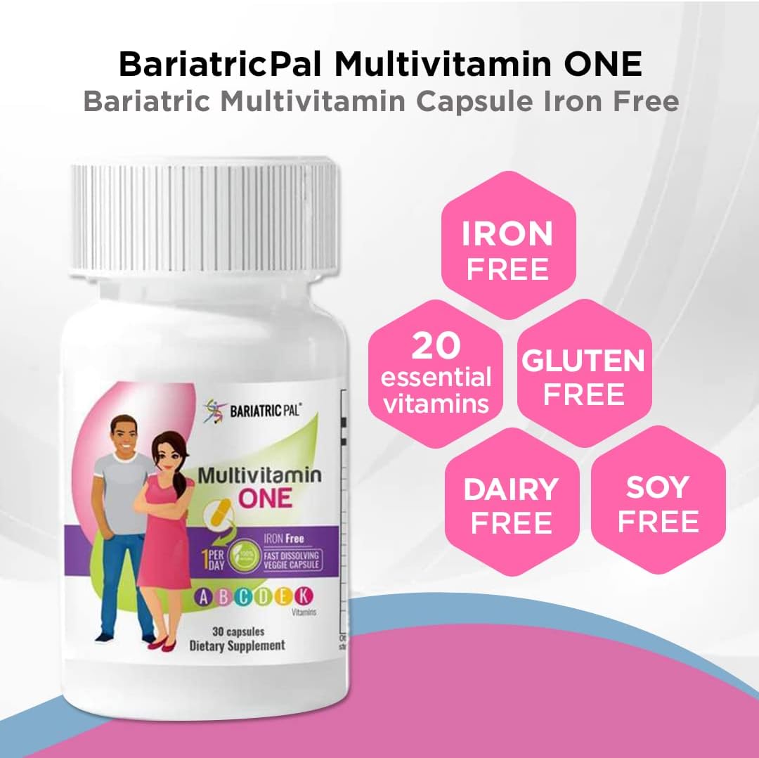 BariatricPal 30-Day Bariatric Vitamin Bundle Multivitamin ONE 1 per Day! Iron-Free Capsule Easy Swallow Calcium Citrate (600mg) and D3 Coated Tablets : Health & Household