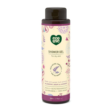 Ecolove - Natural Moisturizing Body Wash For Dry Skin - With Organic Carrot, Pumpkin And Sweet Potato - No Sls Or Parabens - Vegan And Cruelty-Free Shower Gel, 17.6 Oz