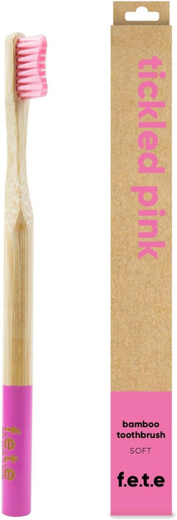 F.E.T.E | Tickled Pink Bamboo Toothbrush | Biodegradable & Compostable Handle | Recyclable Soft Bristles | Sustainable | Vegan