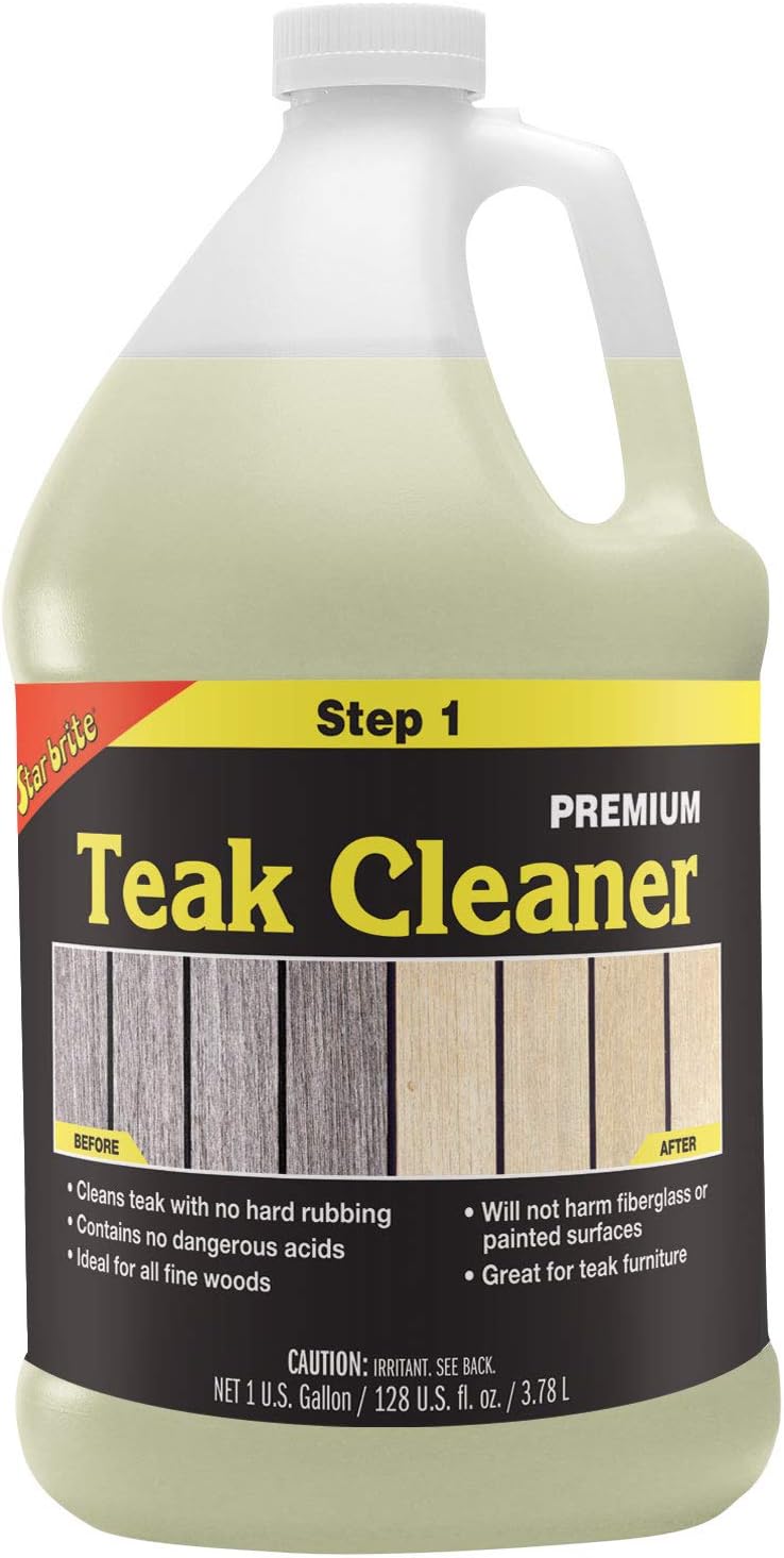 STAR BRITE Premium Outdoor Teak Cleaner - Restore, Renew & Refresh Weathered Gray Teak and Other Fine Woods - Teak Oil & Sealer Compatible - No Sanding Needed - 128 Ounce Gallon (081400N)