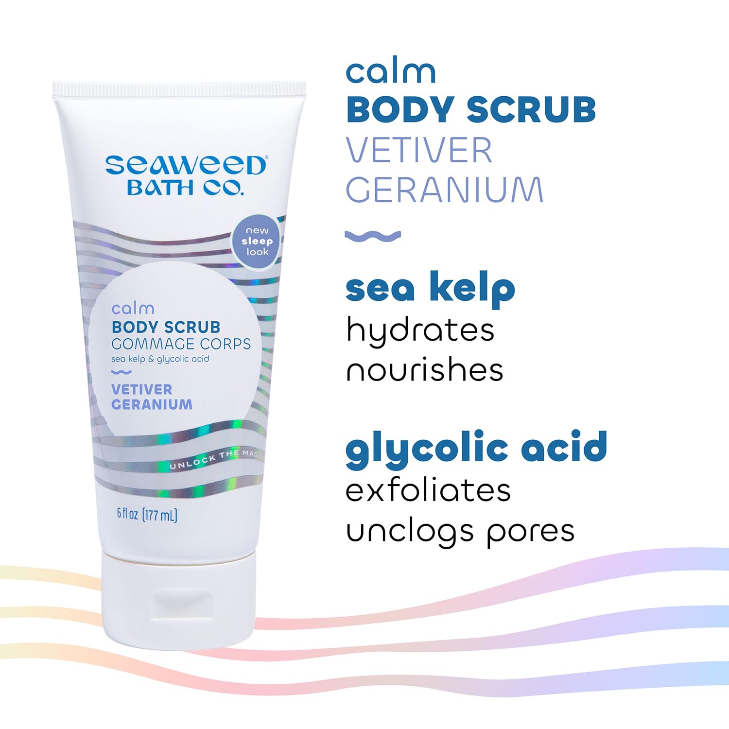 Seaweed Bath Co. Calm Body Scrub, Vetiver Geranium Scent, 6 Ounce, Sustainably Harvested Seaweed, Sea Kelp, Glycolic Acid : Beauty & Personal Care