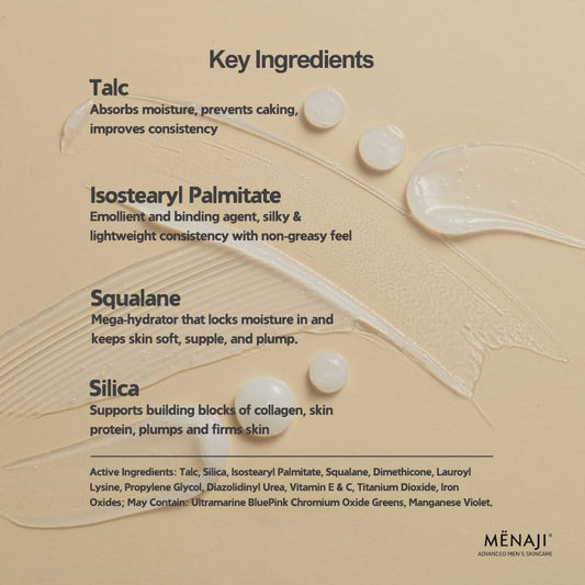 Mënaji Anti-Shine Powder (Hdpv) - Anti-Shine Face Make-Up For Men - Natural Looking Makeup - Mens Cosmetics - Medium