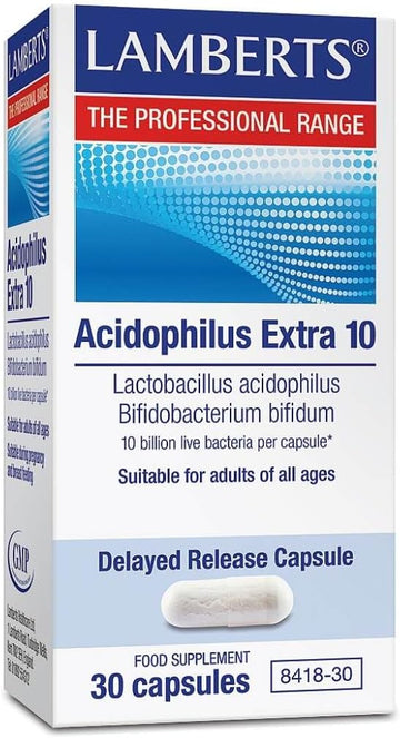 Lamberts Acidophilus Extra 10 – High Strength Live Bacteria – 10 Billion Cfu Per Capsule – 30 Vegan Capsules