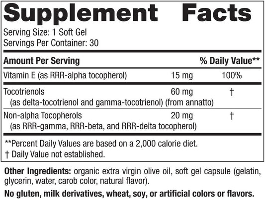 Nordic Naturals Vitamin E Complex, Unflavored - 30 Soft Gels - 6 Forms of Vitamin E for Antioxidant Support - Cellular Protection - Non-GMO - 30 Servings