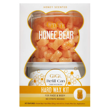 Gigi Honee Bear Hard Wax Kit For Hair Removal- Honey-Scented Hard Wax Beads For Face & Body With Refill Can & Applicators