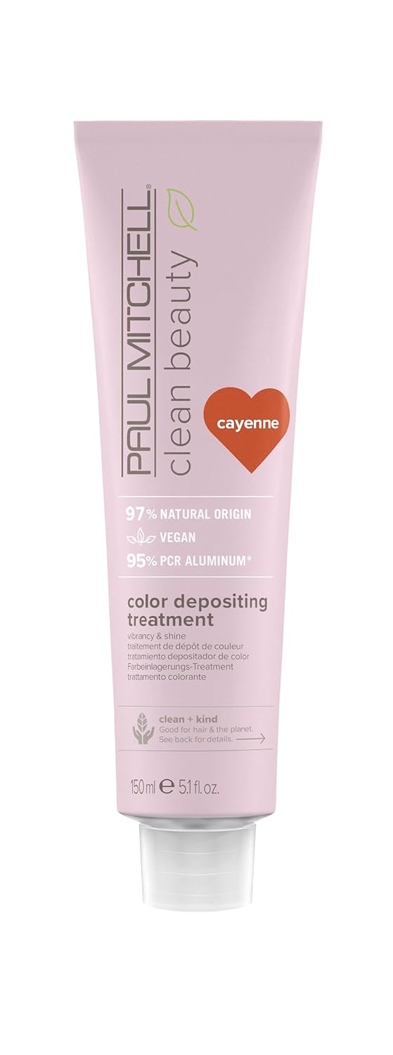 Paul Mitchell Clean Beauty Color-Depositing Treatment, For Refreshing + Protecting Color-Treated Hair, Cayenne, 5.1 Fl. Oz