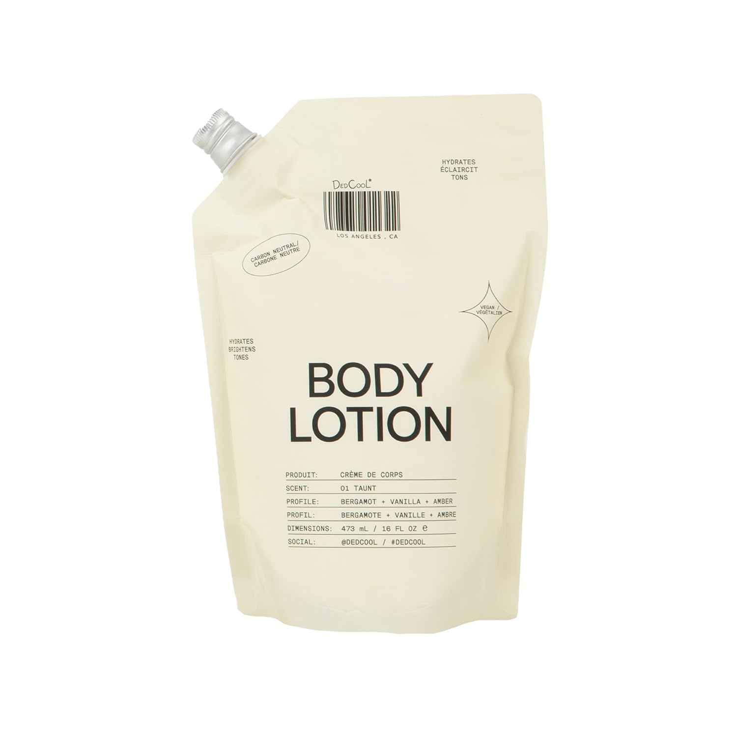 Dedcool Taunt Body Lotion Refill – Lightweight, Deeply Hydrating Formula With Ceramides, Snow Mushroom, And Meadowfoam Oil | Non-Toxic, Vegan, Carbon-Neutral