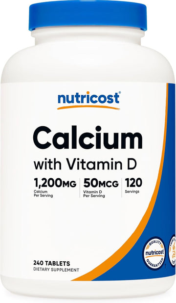 Nutricost Calcium With Vitamin D, 240 Tablets - Calcium (1200Mg) Vitamin D (50Mcg) Per Serving - Non-Gmo, Gluten Free