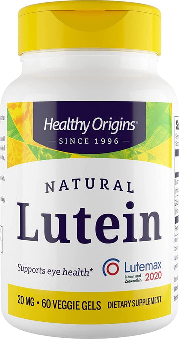 Healthy Origins Lutein (Lutemax 2020), 20 mg - for Healthy Vision & Eye Health - Supplement with Zeaxanthin - Vegan, Non-GMO & Gluten-Free Supplement - 60 Veggie Gels