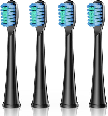 Dada-Tech Replacement Heads for Kids Electric Toothbrush DT-KE6 and DT-KE7 - Pack of 4 (Black)