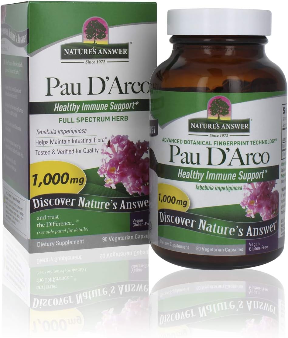 Nature'S Answee Pau D'Arco Inner Bark | Supports Healthy Immune System | Helps Maintain Intestinal Flora | Alcohol-Free, Gluten-Free, Kosher Certified & Vegan 90Ct